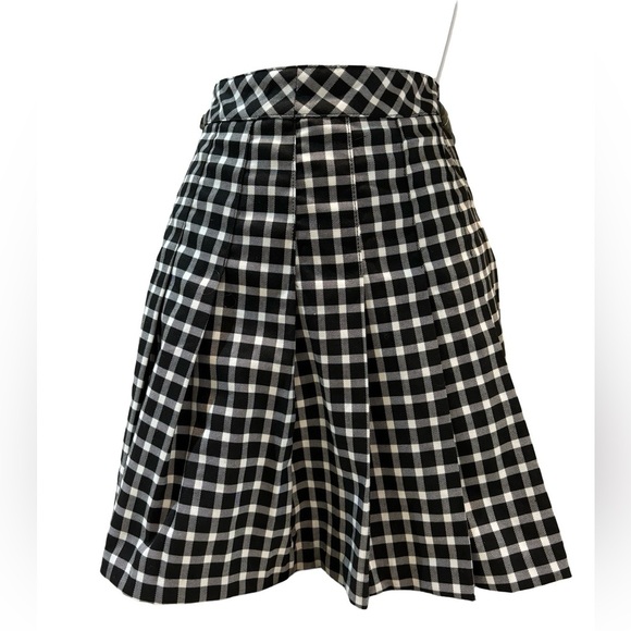 Divided H&M Pleated A-Line Skirt Black White Check Plaid - Picture 2 of 5